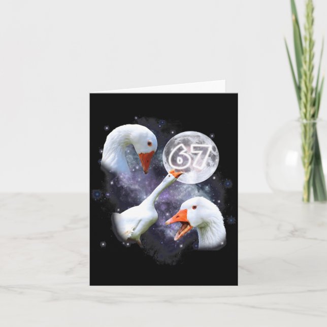 Carte 67 Meme Goose Howling At The Moon Funny Six Seven  (Devant)