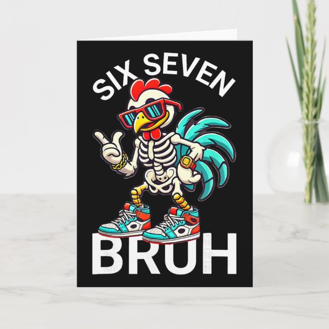 Carte 67 Meme Halloween 6 7 Squelette de poulet Six Sept (Devant)
