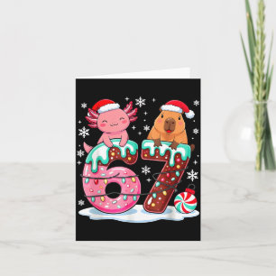 Carte 67 Mème Kawaii Axolotl Capybara Noël Crème Glacée