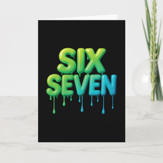 Carte 67 Meme Six Seven 6-7 Blague drôle d'Internet Vira (Devant)