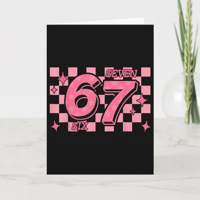 Carte 67 Meme Six Seven À Damier  (Devant)