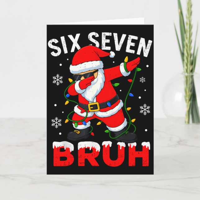 Carte 67 Meme Six Seven Bruh Dabbing Père Noël Drôle Noë (Devant)