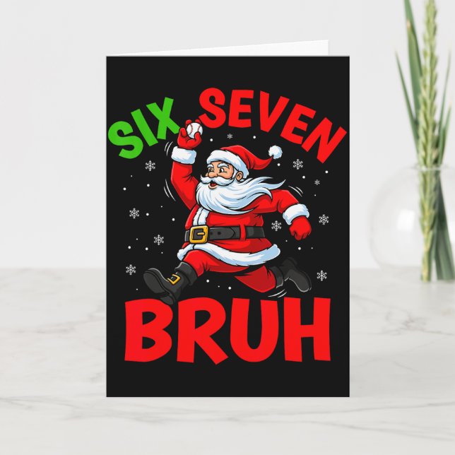 Carte 67 Meme Six Seven Bruh Père Noël Baseball Drôle No (Devant)