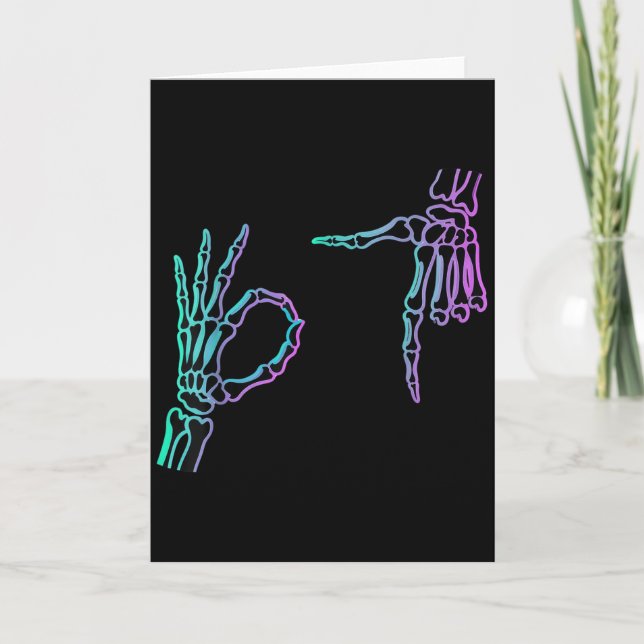 Carte 67 Meme Skeleton Hand 6 7 Halloween Six Seven  (Devant)