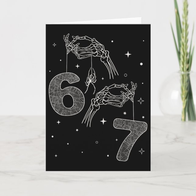 Carte 67 Meme Squelette Main Drôle Halloween Six Sept Te (Devant)