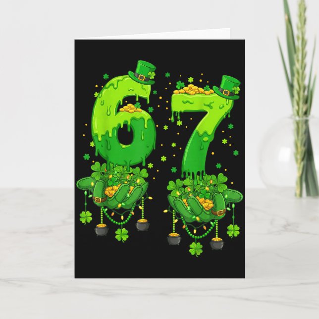 Carte 67 Meme Trèfles Six Sept Trèfles 6-7 St Patrick (Devant)