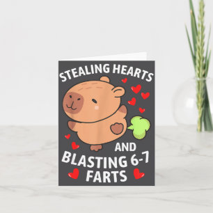 Carte 67 Meme vole des cœurs Capybara Saint-Valentin K