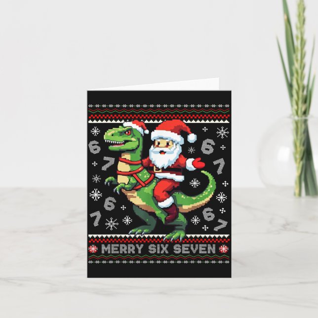 Carte 67 Merry Six Seven Santa T Rex Funny Ugly Christma (Devant)