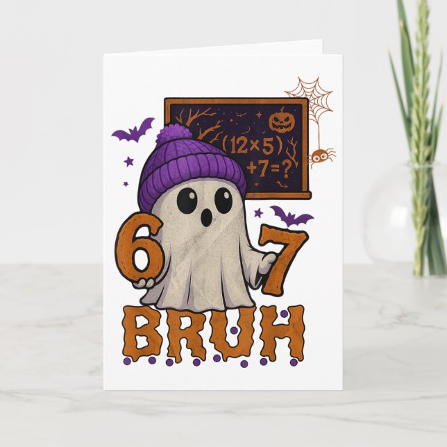 Carte 67 Professeur Halloween Fantôme Six Sept Mème Math (Devant)
