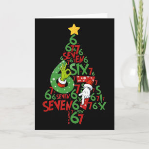 Carte 67 Sapin de Noël Xmas Fête Six Sept Mème Cerveau