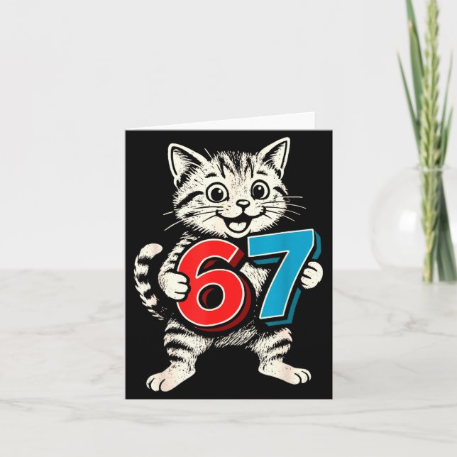 Carte 67 Six Seven 6 7 Chat Drôle  (Devant)
