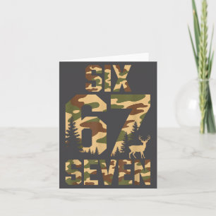 Carte 67 Six Seven Camo Cerf Buck Meme Drôle Chasse Exté
