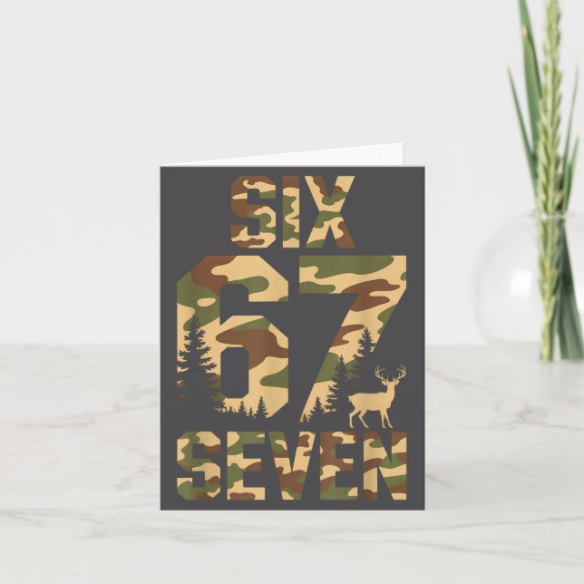 Carte 67 Six Seven Camo Cerf Buck Meme Drôle Chasse Exté (Devant)