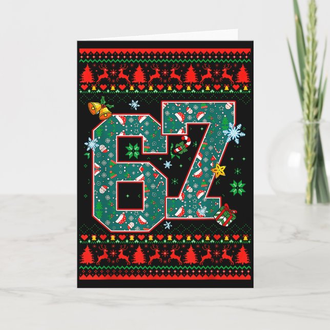 Carte 67 Six Seven Christmas Funny Meme Hand 67 Couples  (Devant)