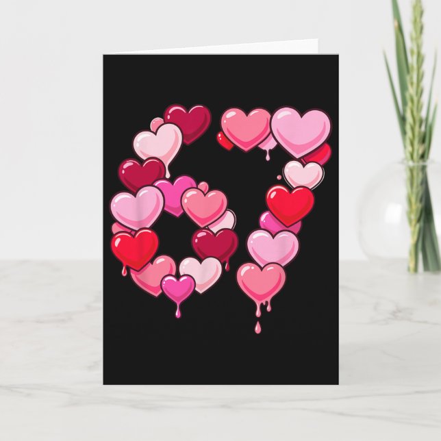 Carte 67 Six Seven Cœurs Saint-Valentin Gen Alpha Brain  (Devant)