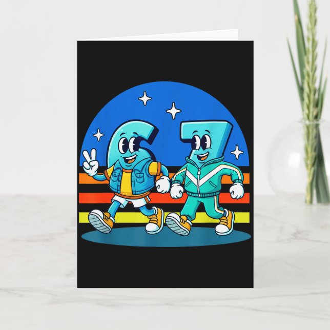 Carte 67 Six Seven Fun Meme Funny Design Kids School  (Devant)