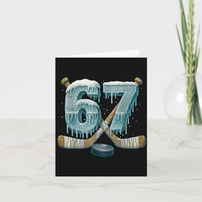Carte 67 Six Seven Hockey Drip Numéro Drôle 6 7 Mème  (Devant)