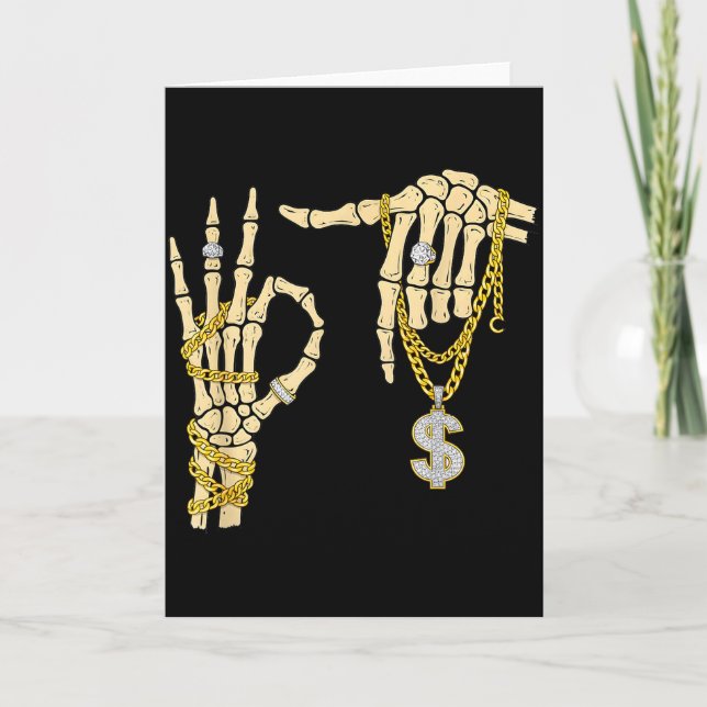 Carte 67 Six Seven Mème Nouveauté Squelette Main Bling C (Devant)