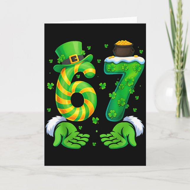 Carte 67 Six Seven Shamrock Drôle de la Saint-Patrick En (Devant)