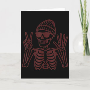 Carte 67 Squelette d'Halloween Signe de Paix Drôle Mème 
