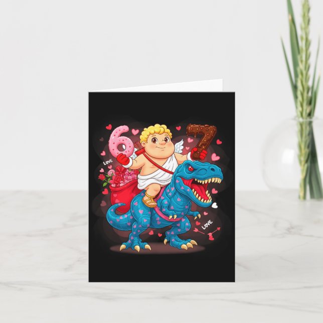 Carte 67 T-rex de la Saint-Valentin Mème Drôle Cud Six S (Devant)