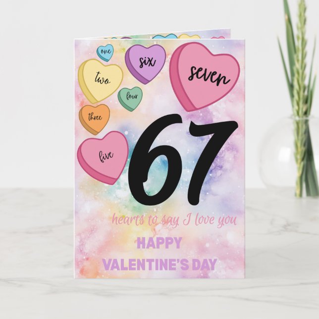 Carte 67 Watercolor Heart Valetine's Day Card (Devant)