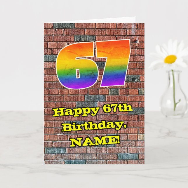 Carte 67e anniversaire : Arc-en-ciel amusant inspiré par (Petite plante)