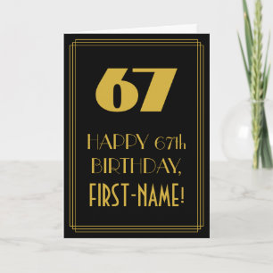 Carte 67e anniversaire ~ Art Déco Inspiré Look "67" & No