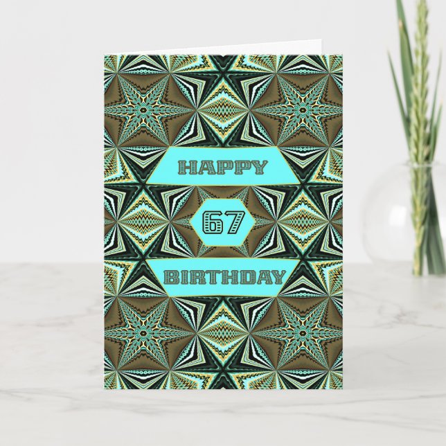 Carte 67e anniversaire avec Green Abstract Design (Devant)