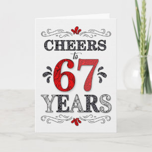 Carte 67e anniversaire Cheers en Motif noir blanc rouge