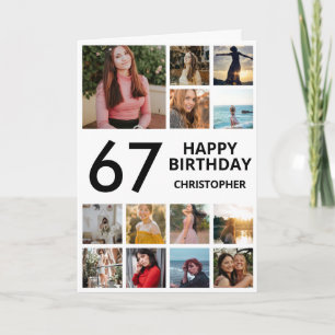 Carte 67e anniversaire Collage photo 13 photos noir blan
