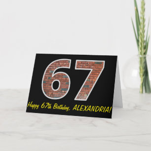 Carte 67e anniversaire - Motif de mur de briques "67" av