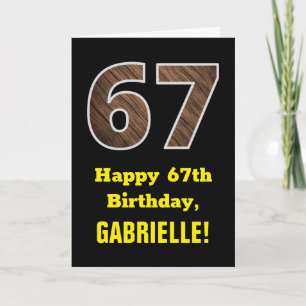 Carte 67e anniversaire : Nom, motif de faux grain de boi