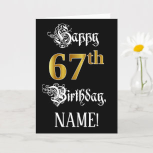 Carte 67e anniversaire — Script fantaisie; look or Faux;