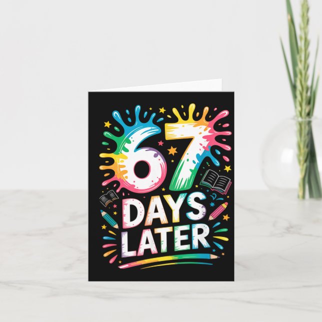 Carte 67e jour d'école 67 Meme Professeur Élève 67 Jours (Devant)