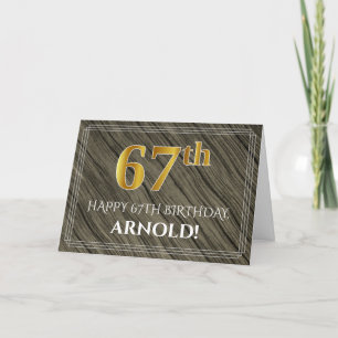 Carte 67ème anniversaire élégant : Faux Wood, Faux Gold