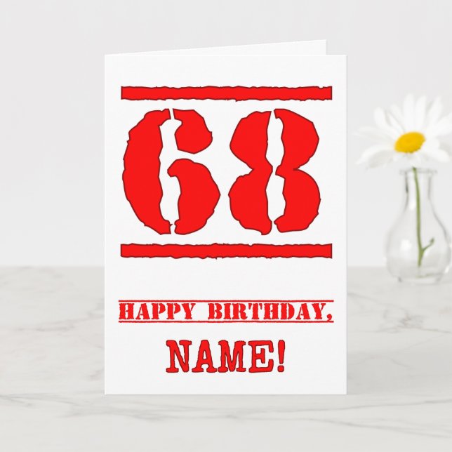 Carte 68e anniversaire : Amusant, Timbre en caoutchouc r (Petite plante)