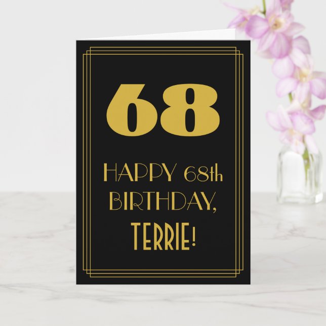 Carte 68e anniversaire - Art Déco Inspiré Look "68" & No (Orchidée)
