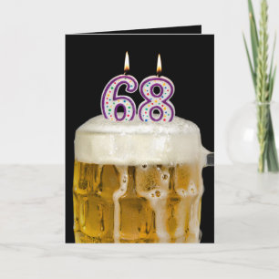 Carte 68e anniversaire Bière en noir
