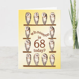 Carte 68e anniversaire, Curious owls card.