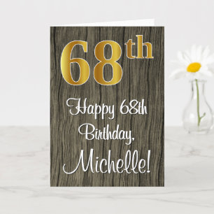 Carte 68e anniversaire : Elégant Faux Gold Look #, Faux