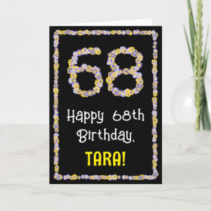 Carte 68e anniversaire : Floral Flowers Numéro, Nom pers