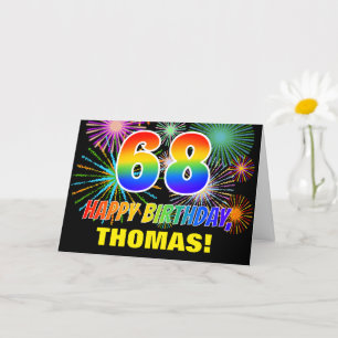 Carte 68e anniversaire: Gras, Amusant, Feu d'artifice, A