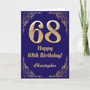 Carte 68e anniversaire Marine Parties scintillant bleu e