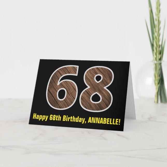 Carte 68e anniversaire : Nom + Motif imitation grain de  (Devant)