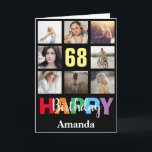 Carte 68e Joyeux Anniversaire Photo Collage Noir moderne<br><div class="desc">68th Happy Birthday Photo Collage Carte Noire moderne avec nom personnalisé. Pour plus de personnalisation,  cliquez sur le bouton "Customiser" et utilisez notre outil de conception pour modifier ce modèle.</div>