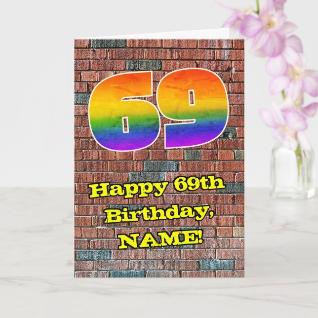Carte 69e anniversaire : Arc-en-ciel amusant inspiré par (Orchidée)