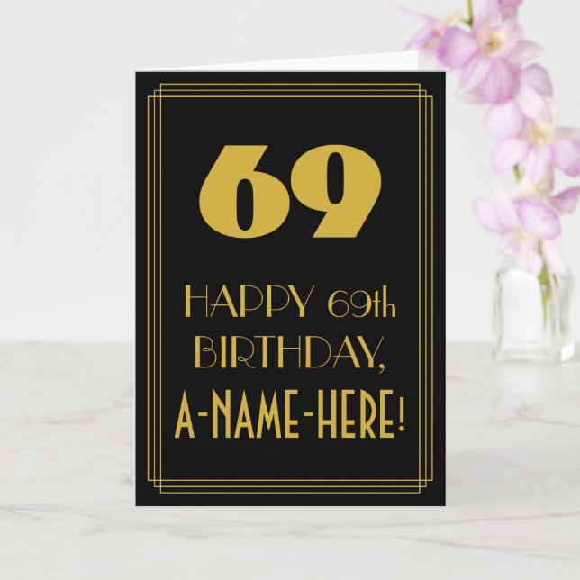 Carte 69e anniversaire ~ Art Déco Inspiré Look "69" & No (Orchidée)
