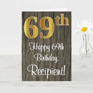 Carte 69e anniversaire : Elégant Faux Gold Look #, Faux 