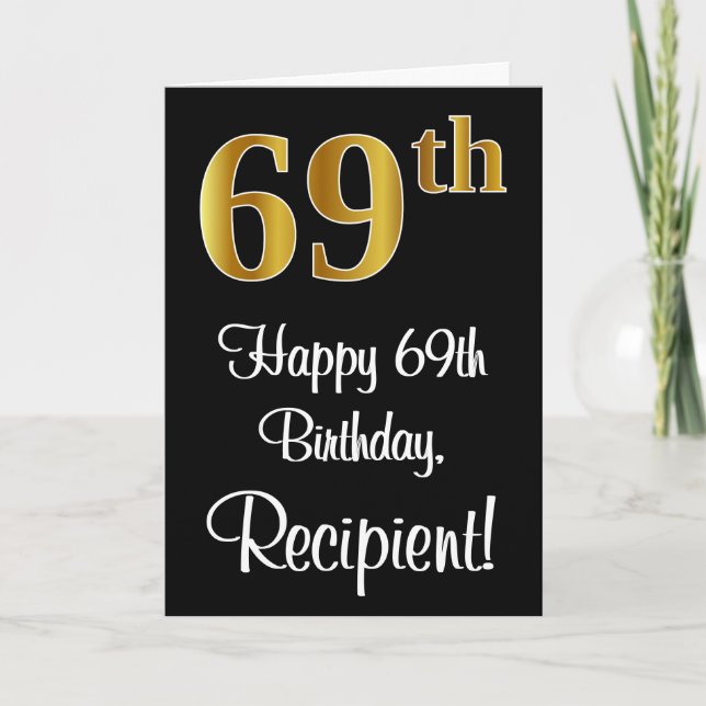 Carte 69e anniversaire ~ Elégant Luxueux Faux Gold Look  (Devant)